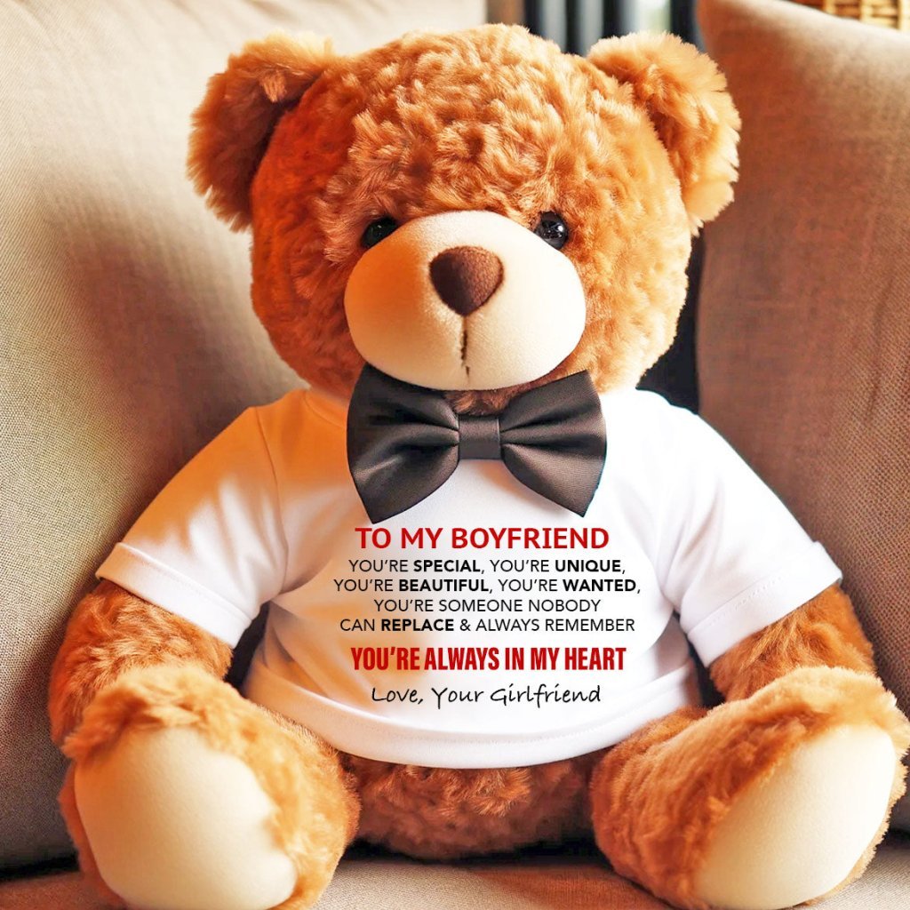 To My Boyfriend Plush Teddy Bear - Best Valentine's Gift - Uniquethoughtful