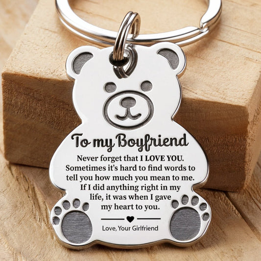 To My Boyfriend - Teddy Bear Keychain Valentine's Gift - UniqueThoughtful