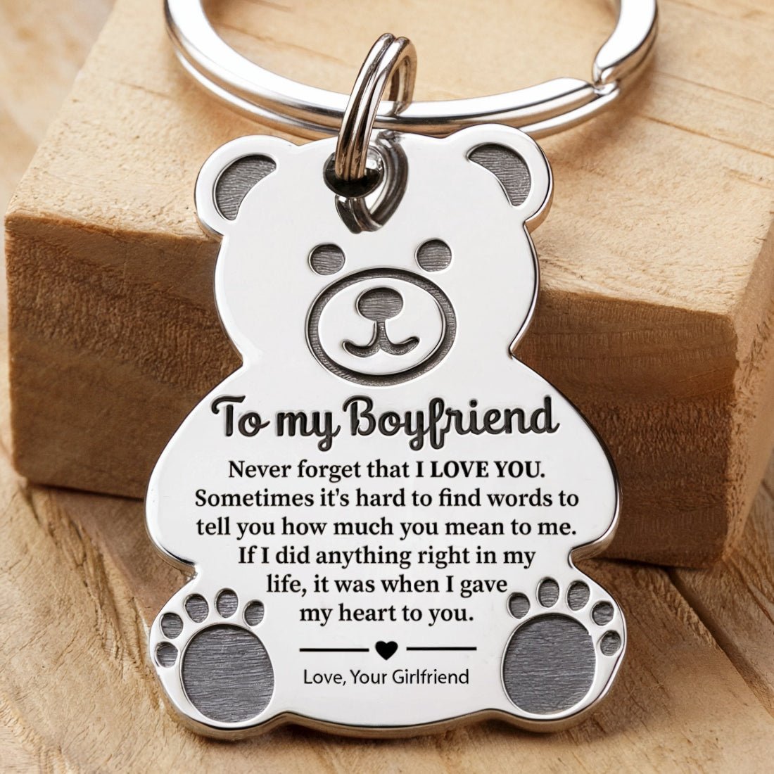 To My Boyfriend - Teddy Bear Keychain Valentine's Gift - UniqueThoughtful