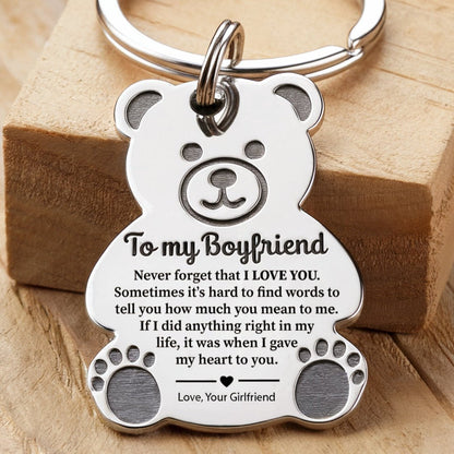 To My Boyfriend - Teddy Bear Keychain Valentine's Gift - UniqueThoughtful
