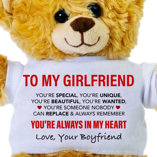 To My Girlfriend Plush Teddy Bear - Best Valentine's Gift - UniqueThoughtful