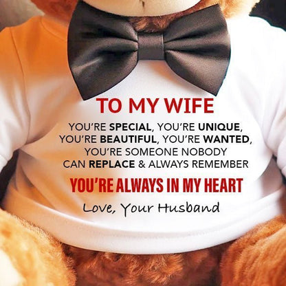 To My Wife Plush Teddy Bear - Best Valentine's Gift - UniqueThoughtful