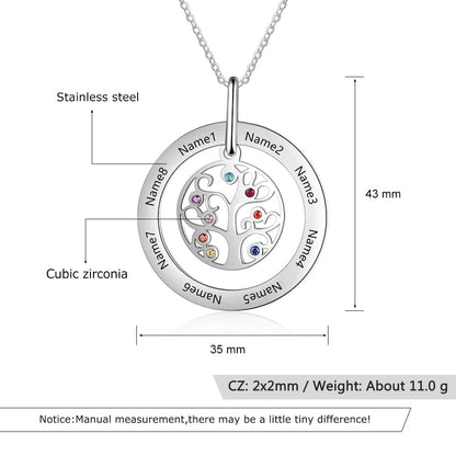 Tree of Life Personalized Family Tree Pendant Necklace - UniqueThoughtful