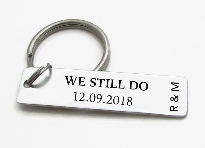 "We Still Do" Personalized Bar Keychain With Date & Initials - Uniquethoughtful