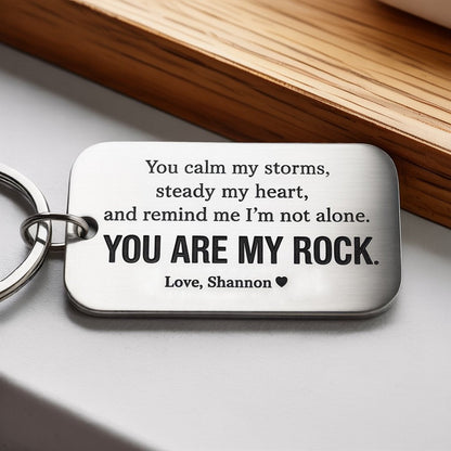 You Are My Rock Custom Keychain - Valentine's Gift - UniqueThoughtful