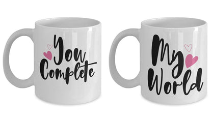 You Complete My World Couple Coffee Mug a Perfect Valentine's Day Gift - Uniquethoughtful