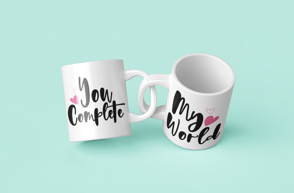You Complete My World Couple Coffee Mug a Perfect Valentine's Day Gift - UniqueThoughtful