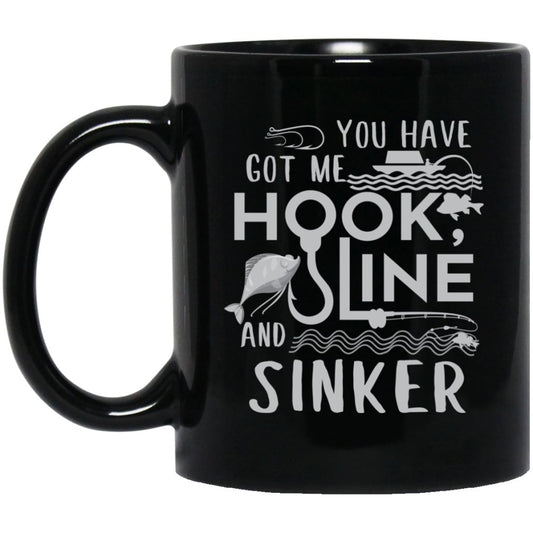 "You Have Got Me Hook Line & Sinker" Coffee Mug (Black) - Uniquethoughtful