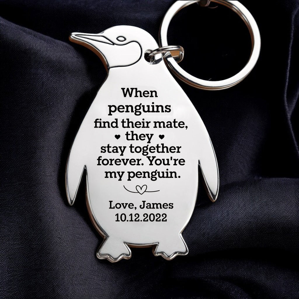 You're My Penguin Personalized Keychain with Name & Date - UniqueThoughtful