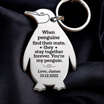 You're My Penguin Personalized Keychain with Name & Date - UniqueThoughtful