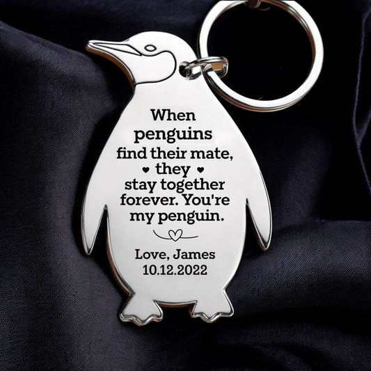 You're My Penguin Personalized Keychain with Name & Date - UniqueThoughtful