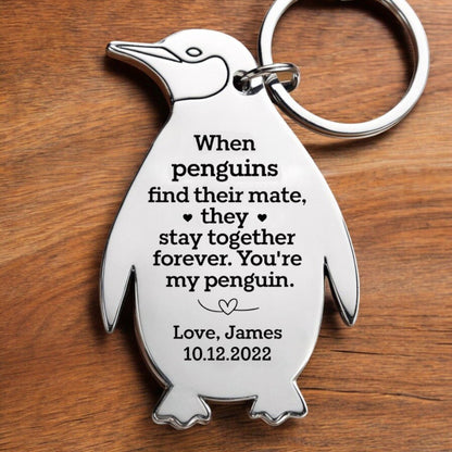 You're My Penguin Personalized Keychain with Name & Date - UniqueThoughtful