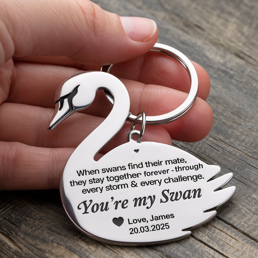 You're My Swan keychain - Anniversary Gift - UniqueThoughtful