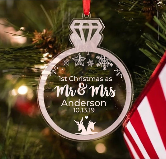 1st Christmas As Mr. & Mrs. Customised Ornament - UniqueThoughtful