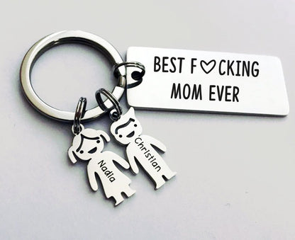 Best F*cking Dad ever - Custom Kids Name keychain - UniqueThoughtful