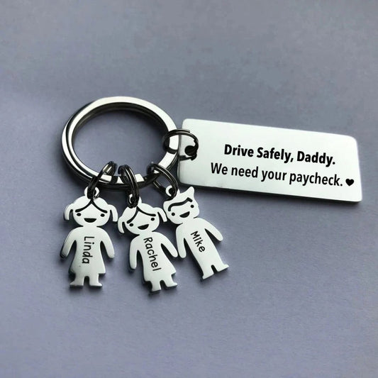 Drive Safely - Funny Family Names Keychain - UniqueThoughtful
