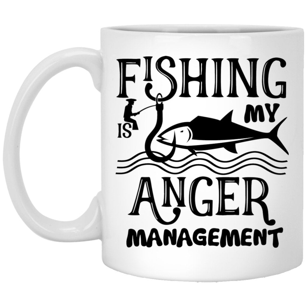 "Fishing Is My Anger Management" Coffee Mug - UniqueThoughtful