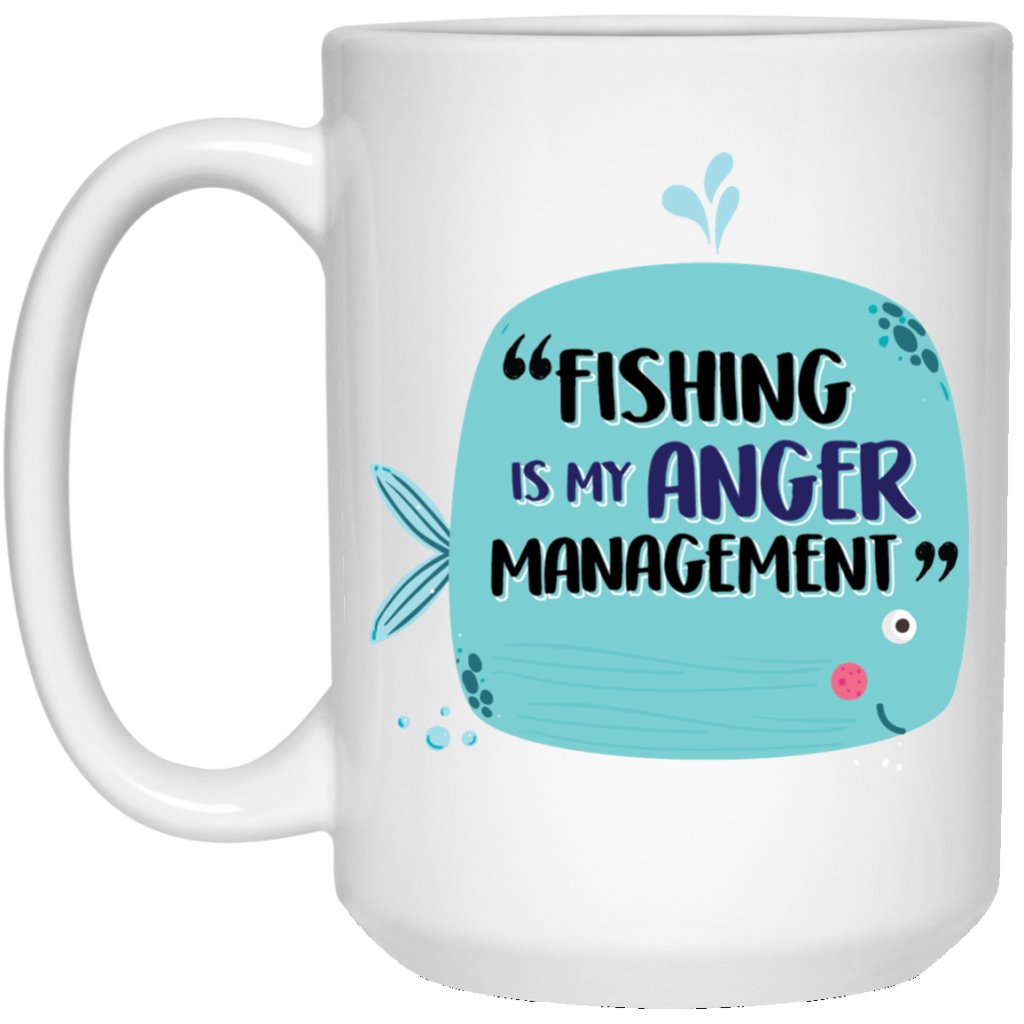 "Fishing Is My Anger Management" Cute Fish Coffee Mug - UniqueThoughtful