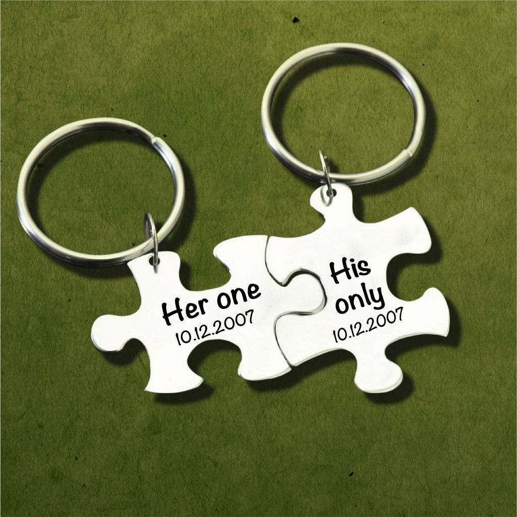 Her one His only Puzzle keychain [set of 2] - UniqueThoughtful