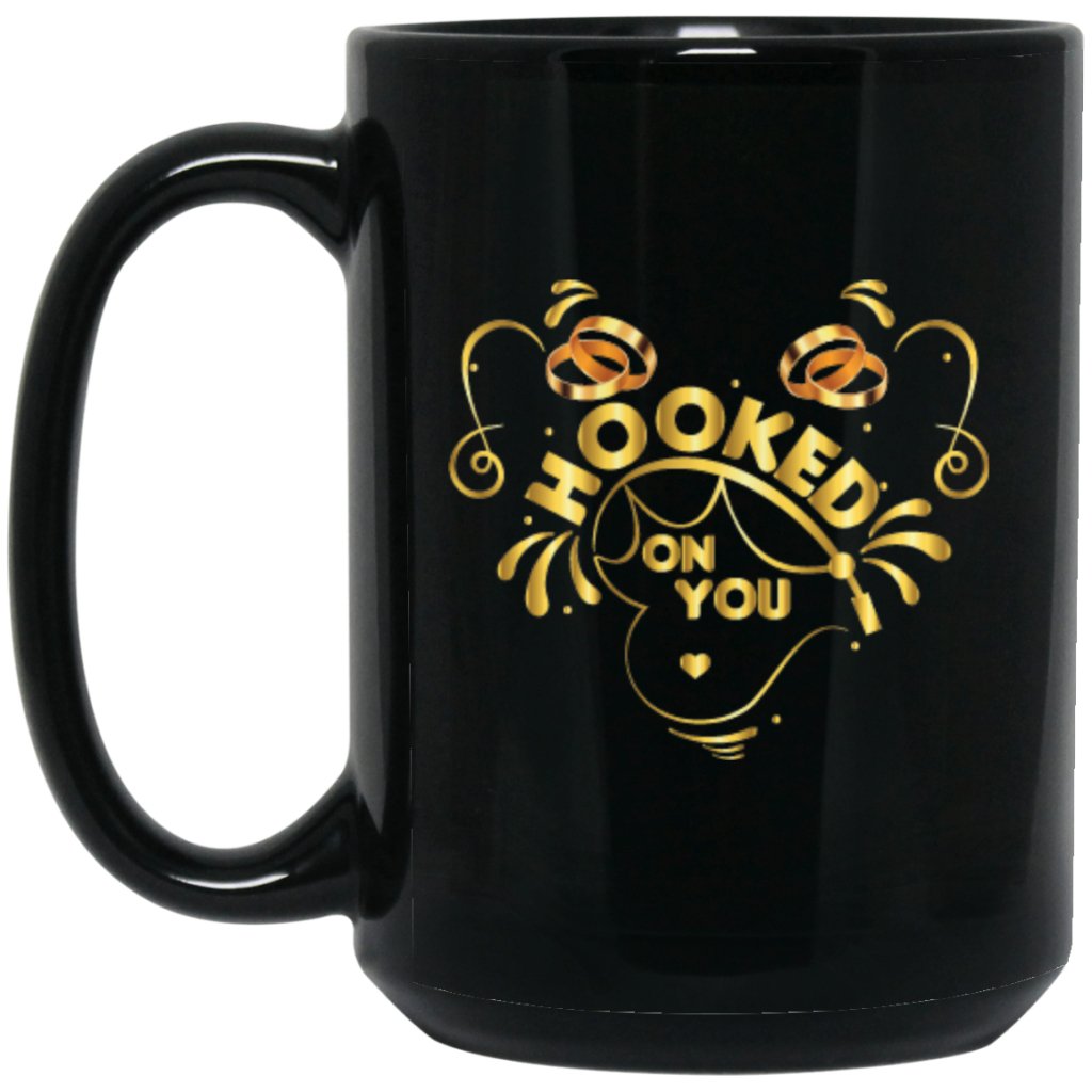 "Hooked On You" Coffee Mug (Black & Golden) - UniqueThoughtful
