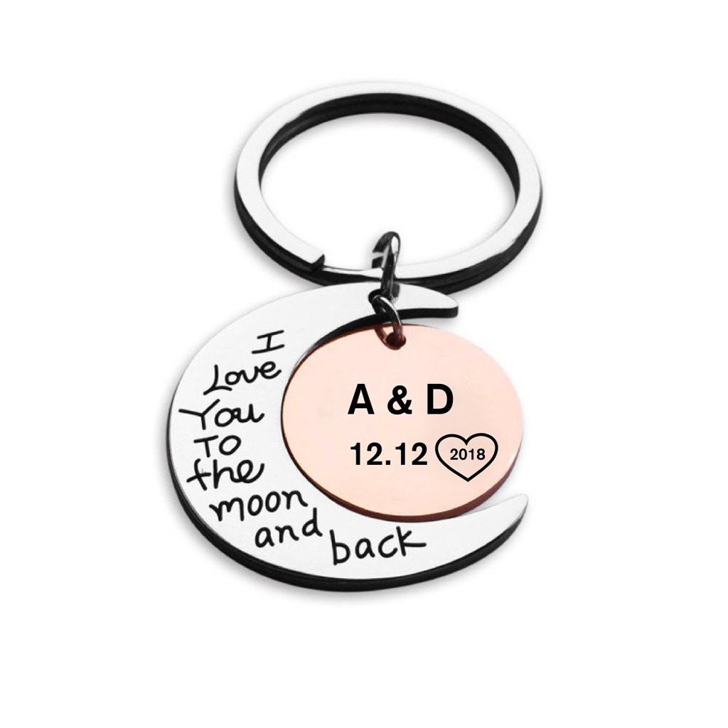 I Love You To The Moon And Back Personalized Keychain - UniqueThoughtful
