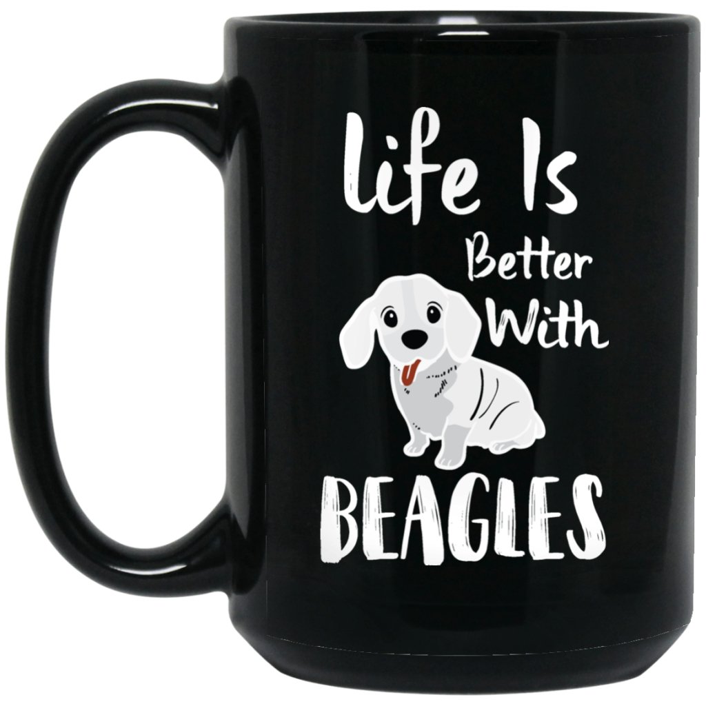 "Life Is Better With BEAGLES" Coffee Mug (Black) - UniqueThoughtful