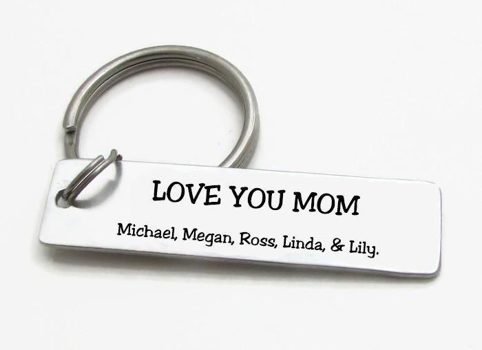 "Love you Mom" Personalized Mothers day Keychain - UniqueThoughtful