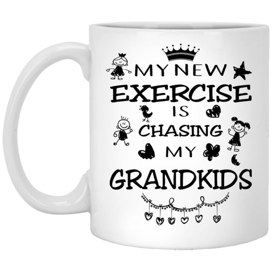 "My New Exercise Is Chasing My Grand kids" Coffee Mug - UniqueThoughtful