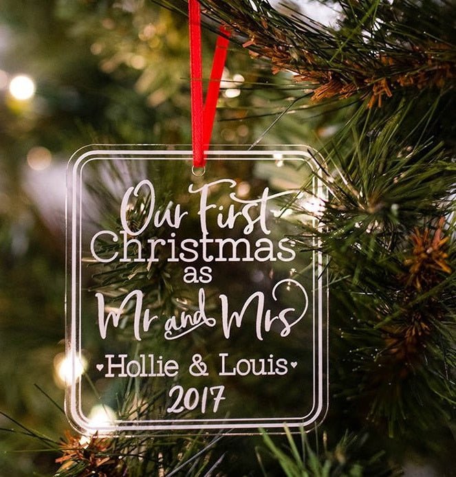 Our First Christmas as Mr & Mrs Personalized Ornament - UniqueThoughtful