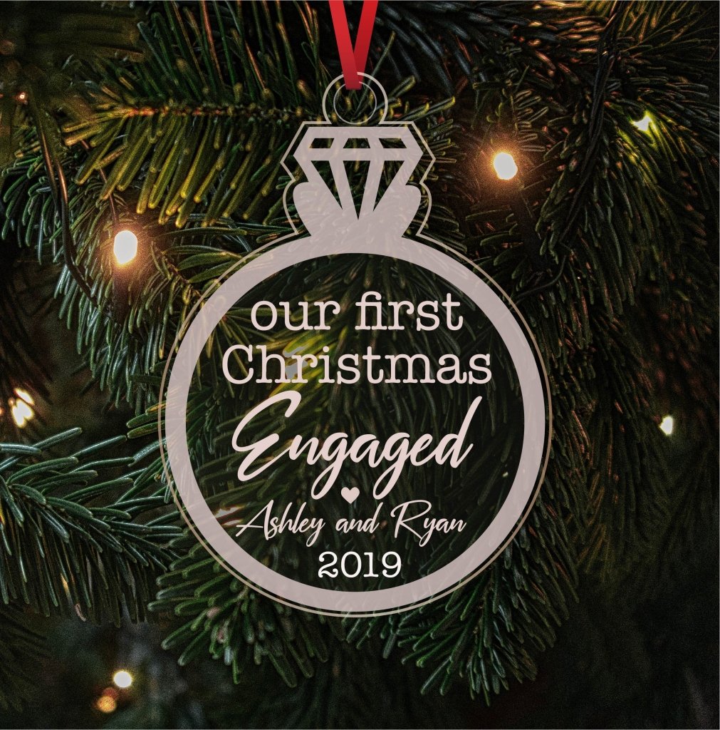 Our First Christmas Engaged Personalized Ornament - UniqueThoughtful