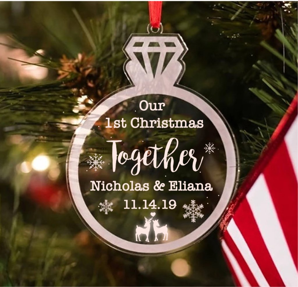 Our First Christmas Together Customised Couple Ornament - UniqueThoughtful
