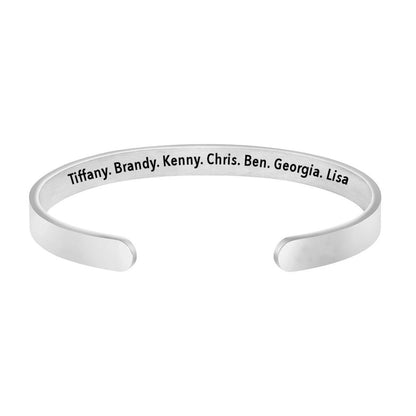Personalized Family Names Cuff Bracelet - UniqueThoughtful