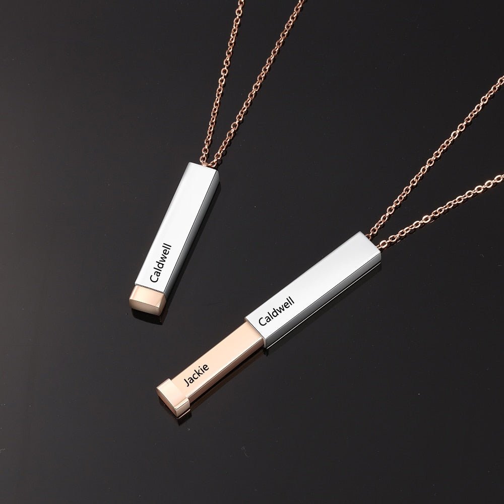 Personalized Vertical Long Bar Necklace - Perfect Anniversary Gift - UniqueThoughtful