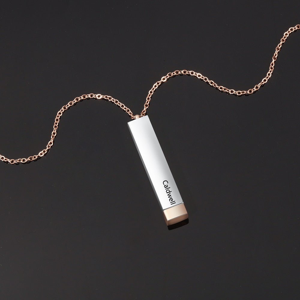 Personalized Vertical Long Bar Necklace - Perfect Anniversary Gift - UniqueThoughtful