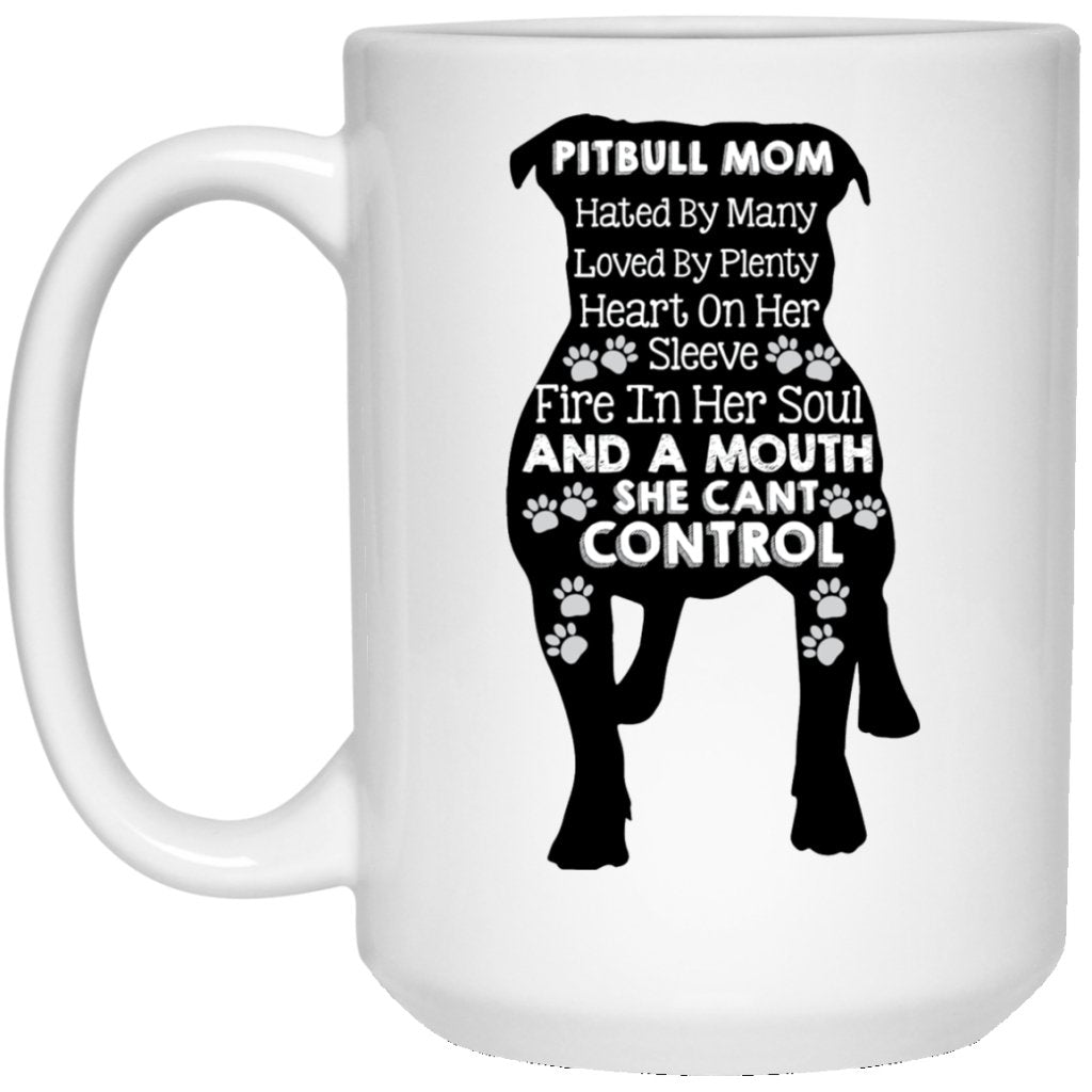 "Pitbull Mom hated by many loved by plenty....." Coffee mug (White) - UniqueThoughtful