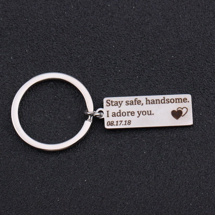 Stay safe, handsome personalized keyring - UniqueThoughtful