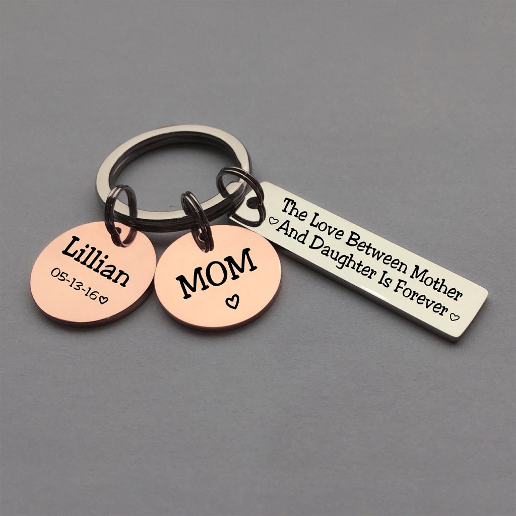 The love between Mother and Daughter is forever - personalized keychain - UniqueThoughtful