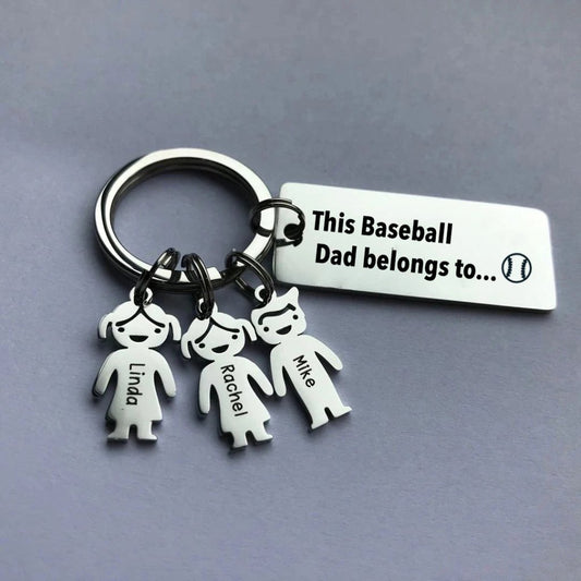 This Baseball Dad belongs to - Personalized keychain - UniqueThoughtful