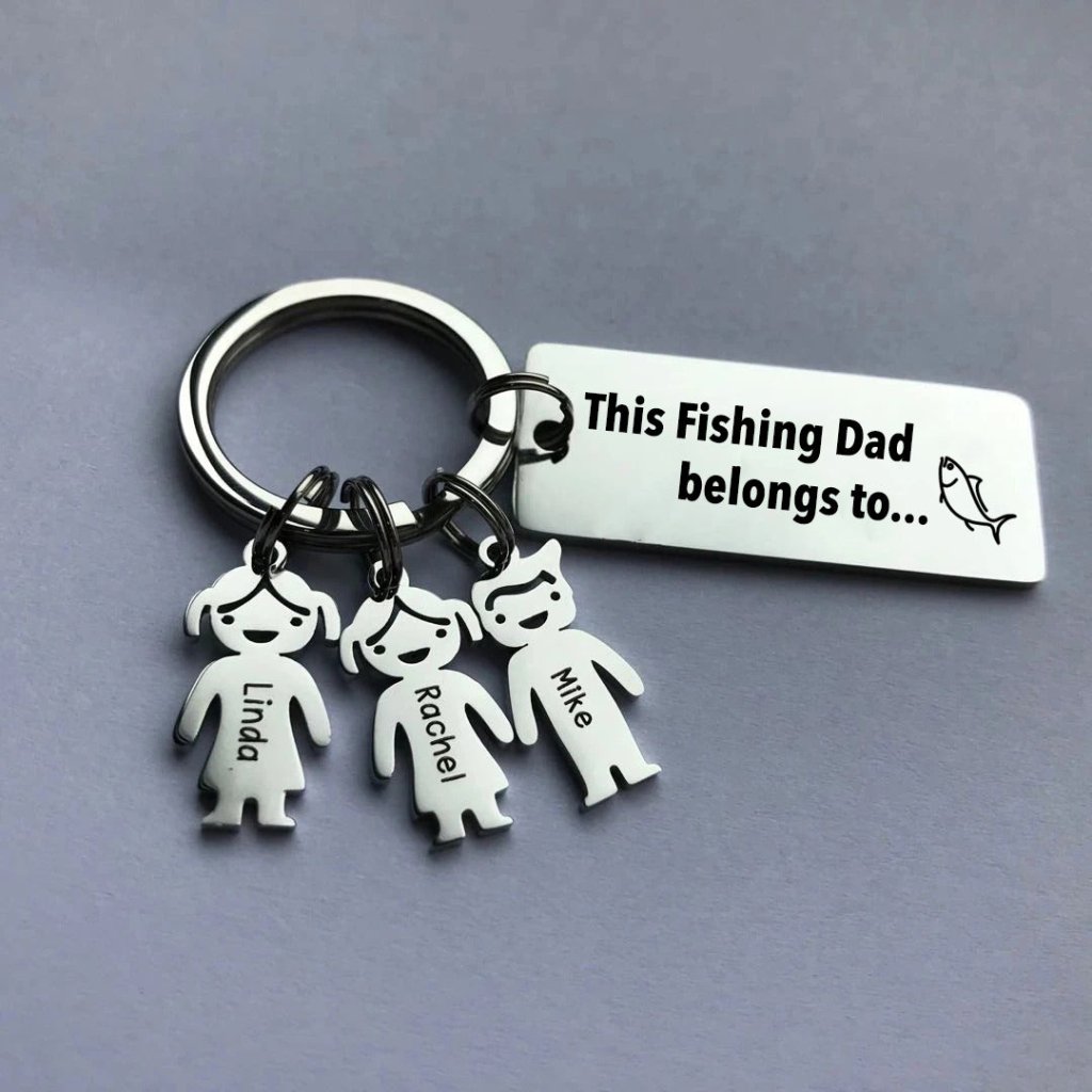 This Fishing Dad belongs to - Personalized keychain - UniqueThoughtful