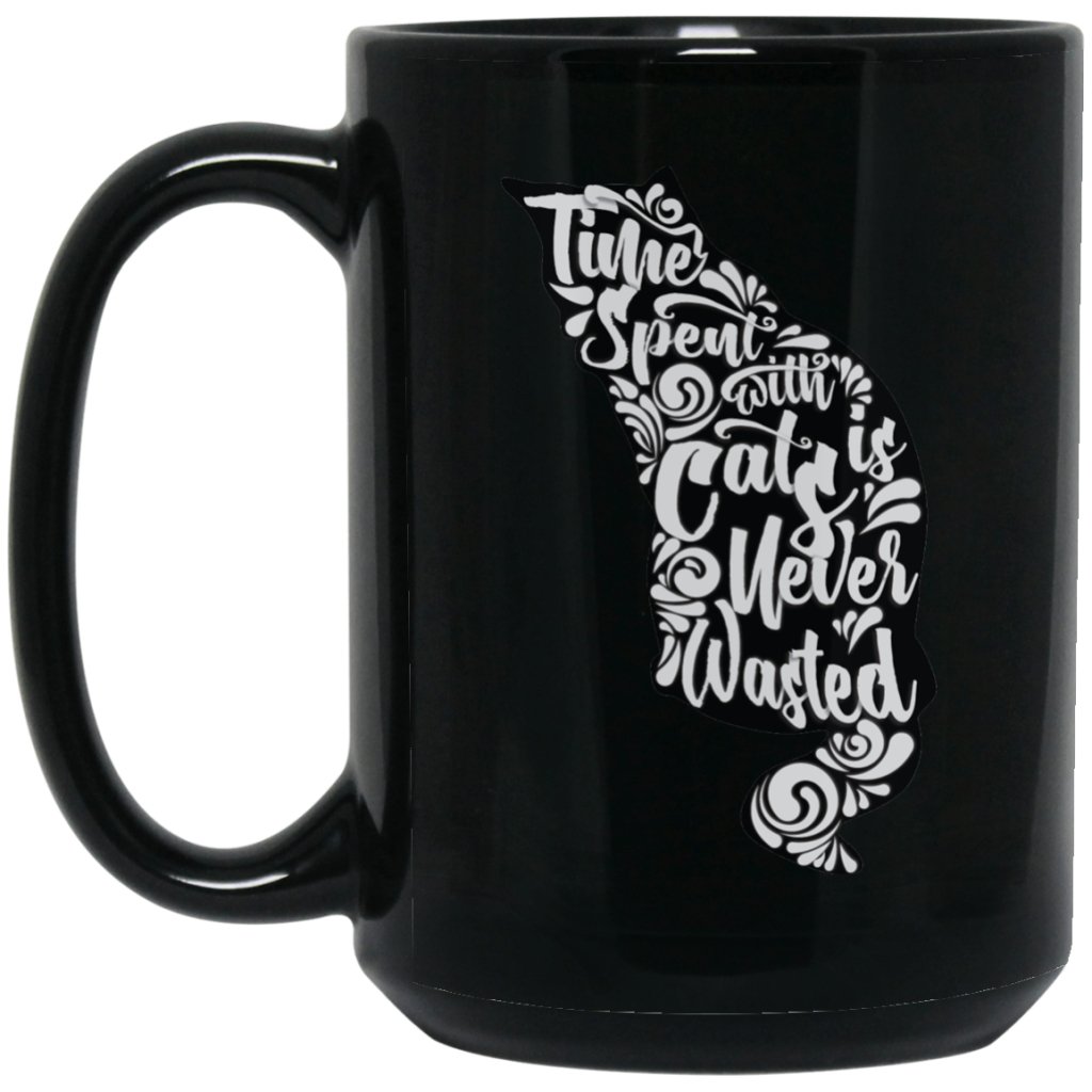 'Time spent with cats is never wasted' coffee mugs - UniqueThoughtful