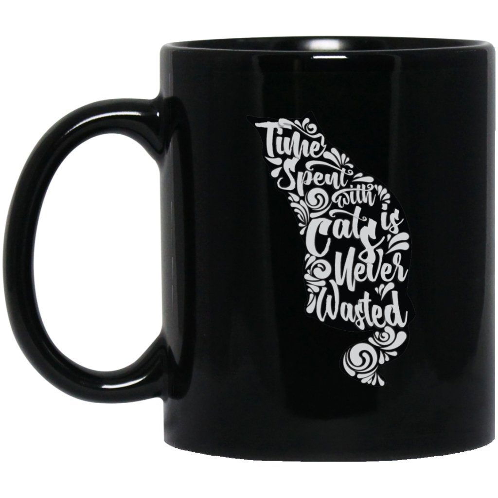 'Time spent with cats is never wasted' coffee mugs - UniqueThoughtful