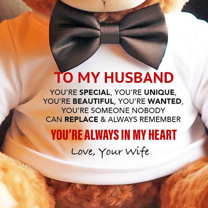 To My Husband Teddy Bear with T-Shirt - UniqueThoughtful