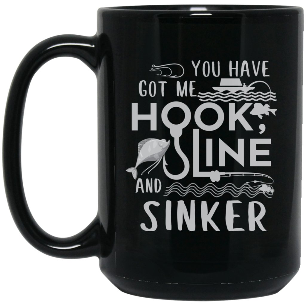 "You Have Got Me Hook Line & Sinker" Coffee Mug (Black) - UniqueThoughtful