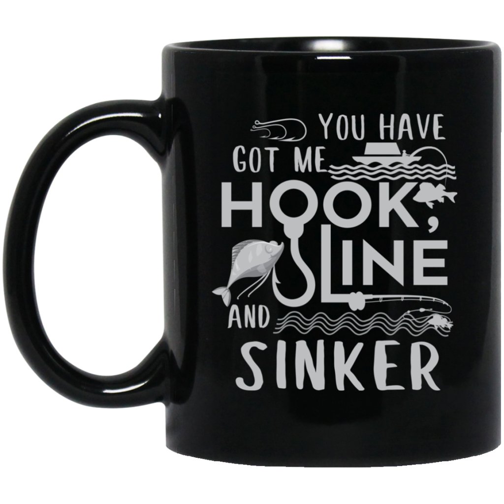 "You Have Got Me Hook Line & Sinker" Coffee Mug (Black) - UniqueThoughtful
